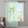 thumbnail image 4 of Green Bow Sheer Curtains 45 Inches Long, Cute Bowknot Minimalist Solid Color Light Filering Curtains, Breathable Simi Curtain Privacy Drapes for Kitchen Bathroom Lightweight Small Window Treatment, 4 of 9
