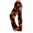 thumbnail image 2 of QWKLEAJ Halloween Pajama Pants Women Spooky Sleepwear Bottoms Cute Ghost Print Lounge Pants Flannel Holiday Trousers Fall Winter Cozy Sleep Pants Funny Skeleton Loungewear Festive Nightwear, 2 of 9