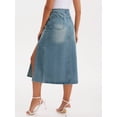 thumbnail image 4 of DARING DIVA Women's Midi Denim Skirt Side Split Rhinestone Jean Skirts Small Gray Blue, 4 of 7