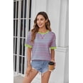 thumbnail image 3 of Zeagoo Womens Tops Casual Oversized Short Sleeve Sweatshirt Summer Striped Shirt Crewneck Pullover Loose T Shirts, 3 of 9