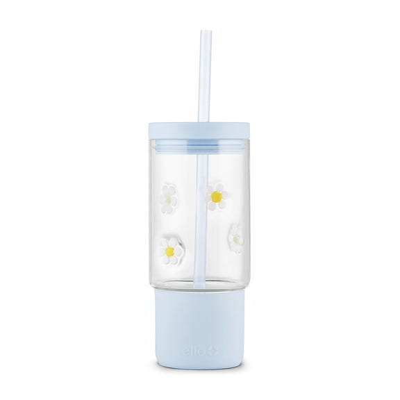 Ello Charmed 18oz Glass Tumbler , Daisies