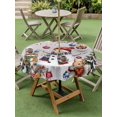 thumbnail image 3 of Outdoor Tablecloth with Umbrella Hole and Zipper, Grey Christmas Round Table Cloth 54 Inch Waterproof Tablecloth, Winter Snowman Poinsettia Pine Tree Ball Picnic Table Cover for Patio Camping, 3 of 7