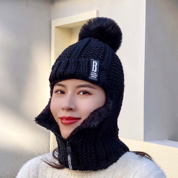 Women Solid Winter Outdoor Knit Scarf With Hat Cover Knitted Integrated Hat down Hats for Men Mad Rabbit Big And Tall Winter Hats for Men Men Winter Wear Girls Hat Cold Gear Head Winter Head Cover for