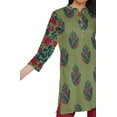 thumbnail image 4 of Moomaya Printed Indian Short Kurti Dress Poly Crepe Tunic Close Collar Mini Dress, 4 of 5