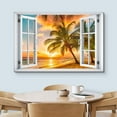 thumbnail image 3 of wall26 Canvas Print Wall Art Window View Neon Sunset Sky Tropical Palm Tree Beach Wilderness Nature Photography Realism Scenic Landscape Colorful Multicolor for Living Room, Bedroom, Office - 32&quot, 3 of 5