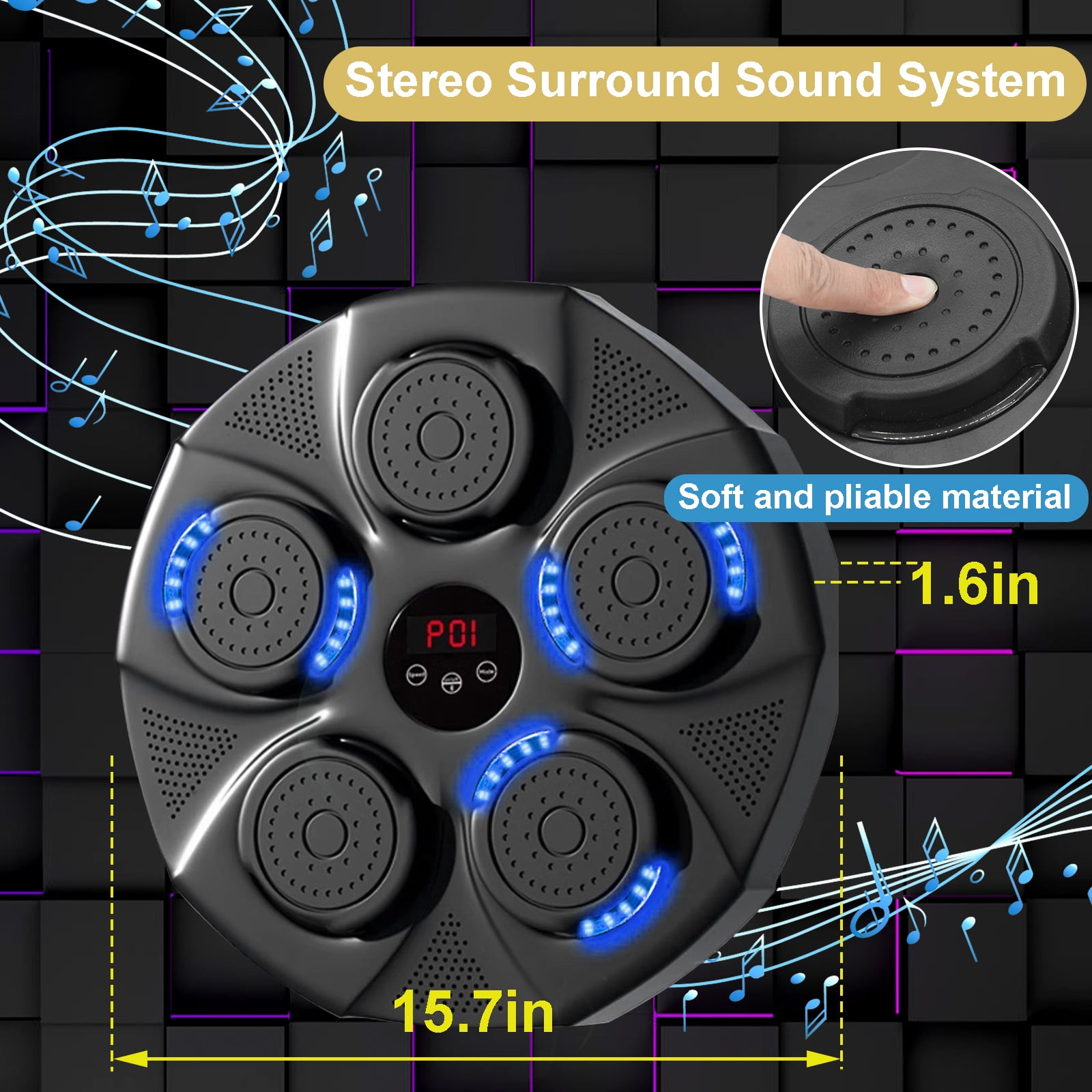 VASDEV Music Boxing Machine Wall Mounted Smart Bluetooth Boxing Equipment for Boxing Enthusiasts (Black),Delivery within 4 days
