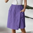 thumbnail image 4 of IWRICH Women's Casual Skorts High Waist Summer Linen Knee Length Shorts Solid Tennis Golf Beach Loose Trendy Skirt with Pockets Dark Purple XXL, 4 of 6