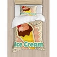 thumbnail image 3 of Ice Cream Duvet Cover Set King Size, Vintage Ice Cream Pattern in Funky Tones with Retro Style Effects Illustration, Decorative 3 Piece Bedding Set with 2 Pillow Shams, Multicolor, by Ambesonne, 3 of 3