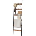 thumbnail image 1 of Soporte para toallas Blanket Ladder Vantimo de 6 niveles con 4 ganchos, color marrón, 1 of 8