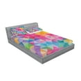 thumbnail image 2 of Ambesonne Geometric Fitted Sheet & Pillow Sham Set, Abstract Blurry Image, Queen, Multicolor, 2 of 2