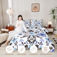 thumbnail image 3 of Homewish Vintage Damask Flowers Twin Comforter Sets,Bohemian Floral Bird Bedding Set,Blue,Light Gray Reversible,2-Piece,1 Comforter and 1 Pillowcase, 3 of 7
