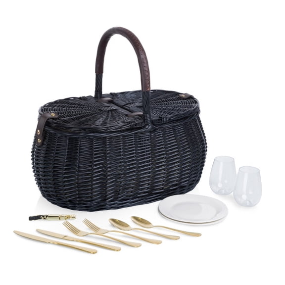 Picnic Time Evening Picnic Basket with Service for Two, (Black)