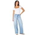 thumbnail image 2 of Celebrity Pink Women's and Women's Plus Baggy Wide Leg Jeans, Available in Regular, Short, Long Inseams, Sizes 1-24, 2 of 6