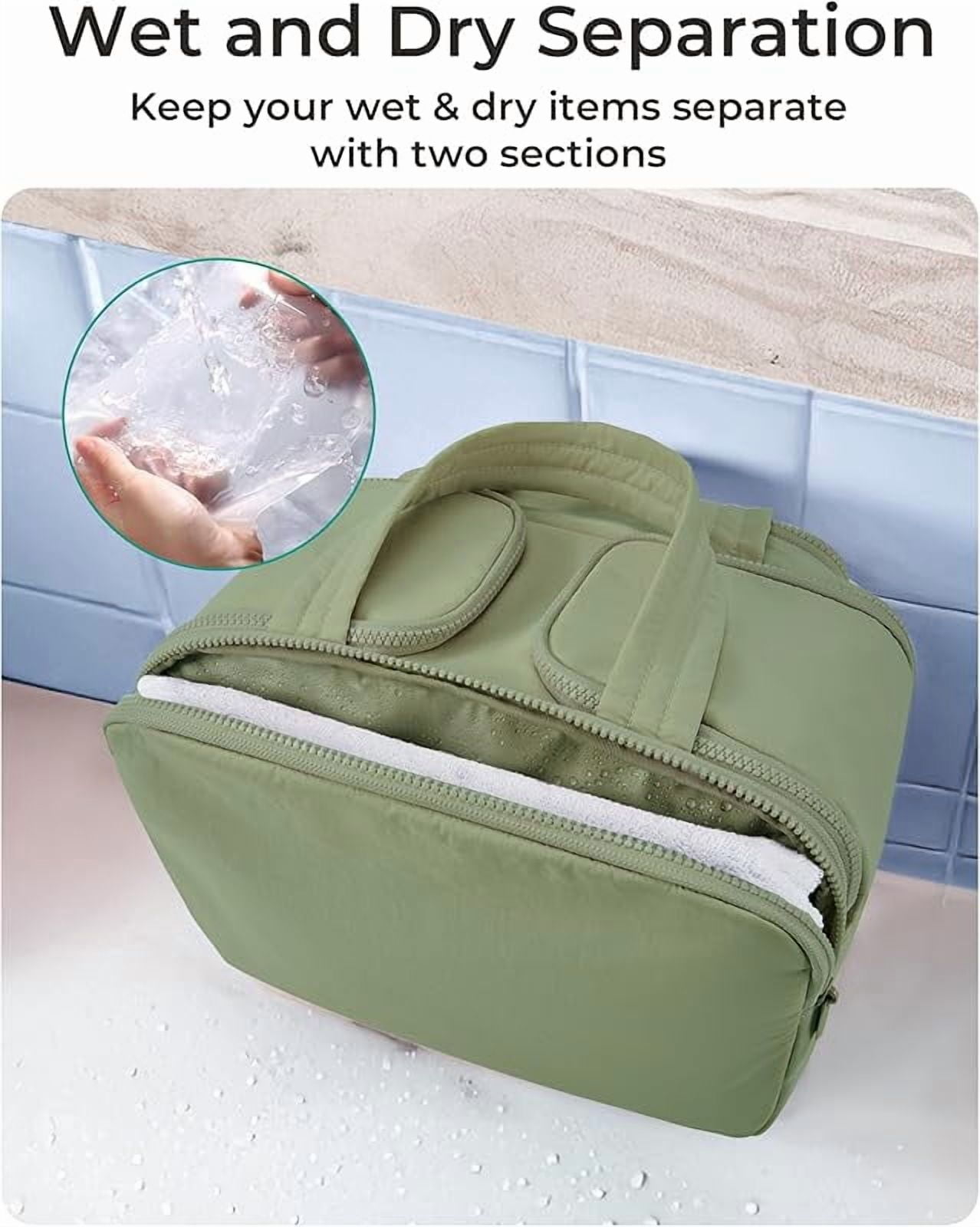 BAGSMART Travel Toiletry Bag, Lightweight Large Wide-open Travel Bag for Women, Puffy Cosmetic Makeup Bag Organizer with Handle for Accessories,Essentials, Toiletries, Dark Pink