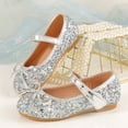 thumbnail image 2 of Gubotare Little Girls Shoes Mary Jane Flats for Toddler Girls Little Kids Glittery Dress Princess Wedding Ballet Shoes,Silver 10-10.5 Years, 2 of 5