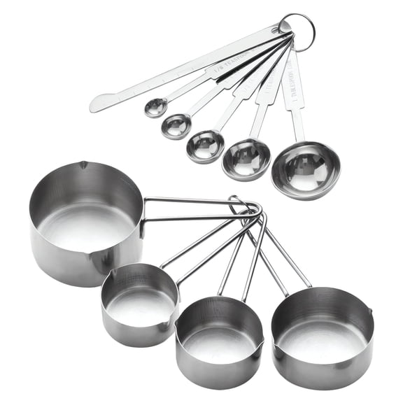 10 Pcs Stainless Steel Measuring Cups And Spoons Set, Kitchen & Baking Measuring Set with Scale, Nesting Design, Easy to Clean, Ideal for Dry & Liquid Ingredients