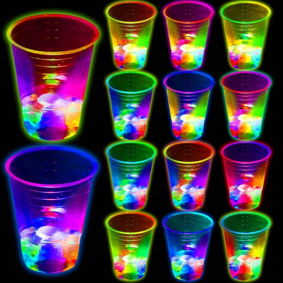 16oz Glowing Party Cups for Indoor Outdoor Party Event Fun,Light Up Flashing Cups for Night Event Favor Decorations Supplies C113