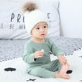 thumbnail image 6 of Baby Infant Keep Warm Long Sleeve Pants Trousers Solid Color Clothes Set Children's Winter Home Clothes Suit Thermal Underwear Two-Piece Set Toddler Kids Top and Leggings High waist Long Johns, 6 of 9