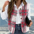 thumbnail image 2 of APEXFWDT Women's Plus Size Plaid Vest Button Down Sleeveless Flannel Jacket Collarless Casual Outerwear for Layering Under Jackets & Office Lunches, 2 of 5