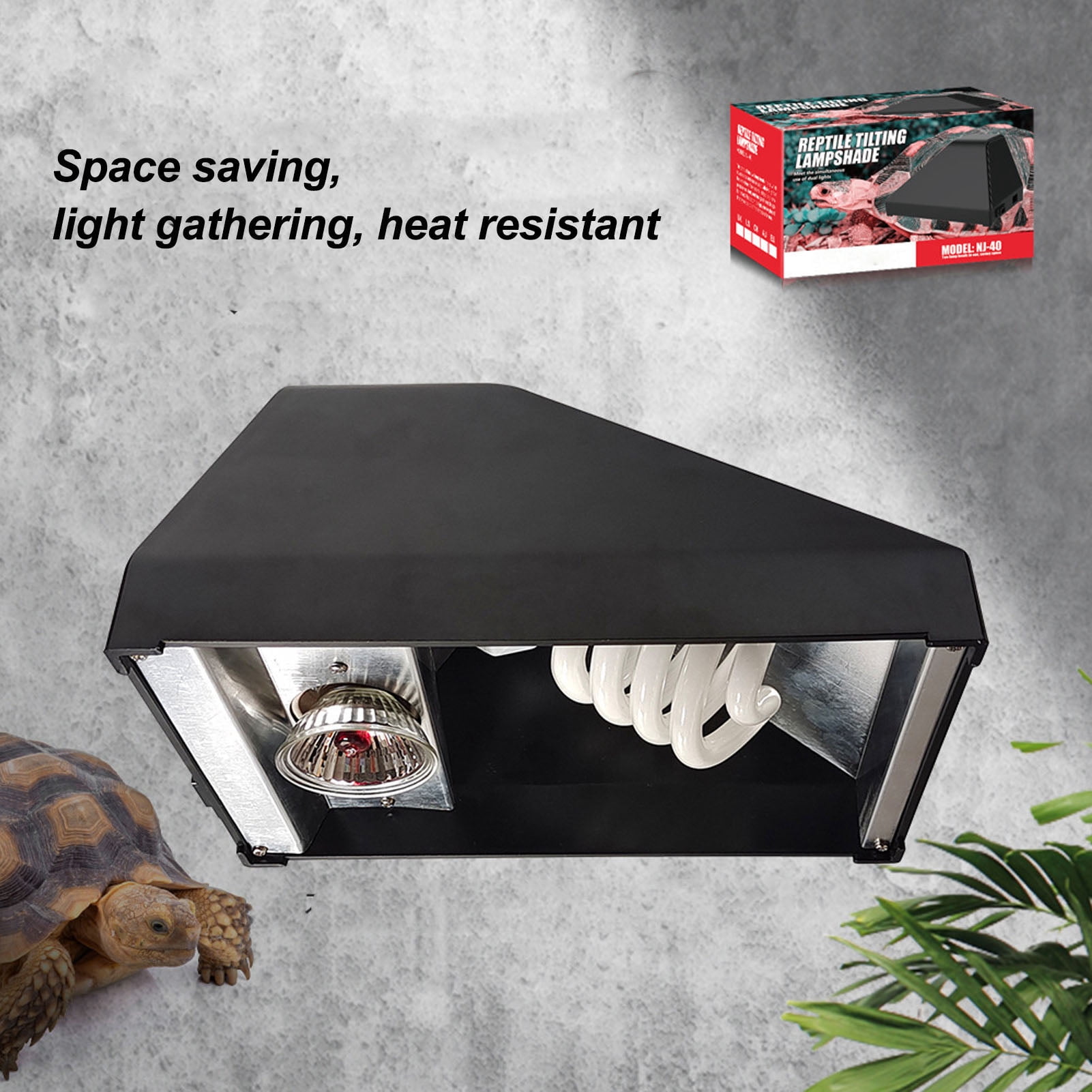 Rupoun Dual Reptile Heat Lamp Fixture Enhanced Reflection One Key Control Heat Lighting Lampshade Excellent Heat Dissipation (UK Plug) - 9.84 inches / 25 cm