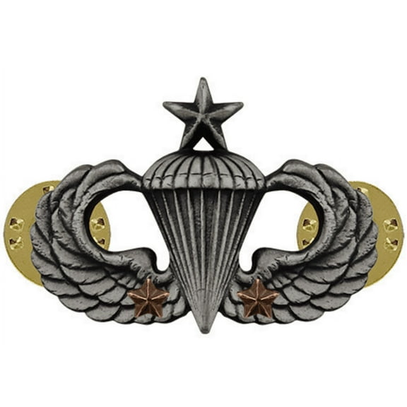Army Senior Combat Parachute 2nd Award Badge (Oxidized Finish)