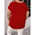 thumbnail image 4 of Womens Short Sleeve Tunic Tops Cut Out V Neck Dressy Casual Loose Fit Long Tops Red L, 4 of 5