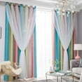 thumbnail image 6 of BSHAPPLUS Curtains Blackout Curtains for Bedroom with White Sheer Layered Curtain 52x84 inches for Kids Bedroom Living room, 1 Panel, Blue and Yellow, 6 of 8
