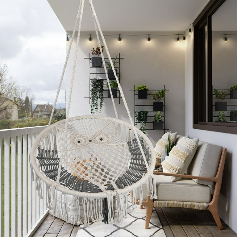 Owl Hanging Macrame Rope Swing Chair Small Walmart