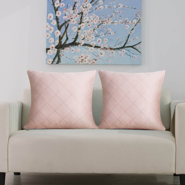 COM1950s 2 Pack Cooling Ice Silk Pillow Cover, Square 18x18 Inch Size, Detachable and Washable for Bed and Sofa, Refreshing Summer Decor with Cool Texture