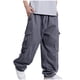 thumbnail image 1 of Pantalones largos de moda para hombre, casuales, de color sólido, con bolsillos y cremallera, cintura elástica, de algodón., 1 of 4