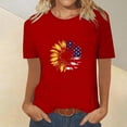 thumbnail image 2 of Tops Cortos para Mujeres Día de la Independencia Patriótica Impreso Cuello Redondo, Camiseta de Manga Corta Casual para la Primavera, Verano Y Fiesta, 2 of 4