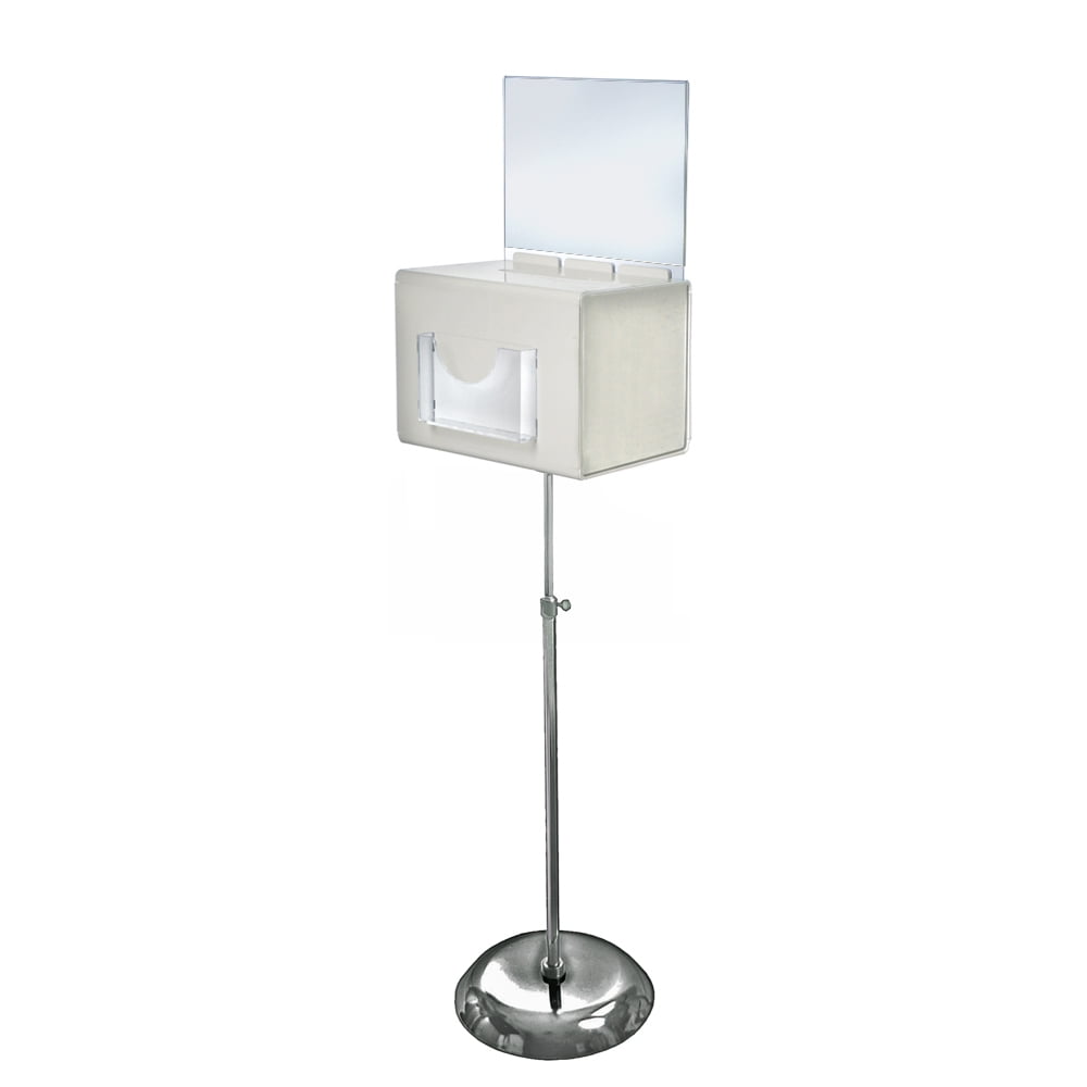 Azar 206325WHT Extra Large White Suggestion Box on Adjustable Pedestal