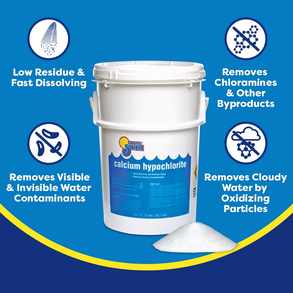 In The Swim Chlorine and Shock Bundle for Sanitizing Swimming Pools – Includes 25 Pound Bucket of 3 Inch Stabilized Chlorine Tablets and 25 Pound Bucket of 68% Cal-Hypo Pool Shock