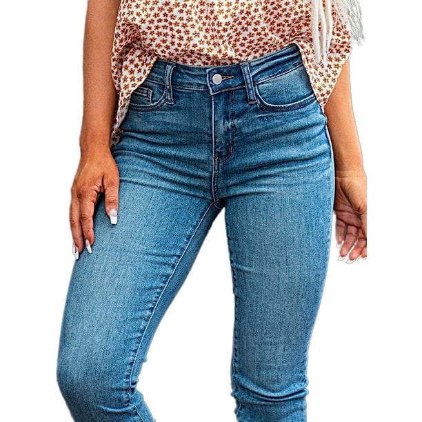 Jeans Capri Mujer Elásticos, Dobladillo Desgastado – Pantalones 3/4 De Pierna Recta, Cómodos Para Verano