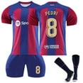 thumbnail image 1 of GZSL 2324 Barcelona Home Football Training Kit, Number # 8 Soccer Jersey, Colorful Short-Sleeve Adult Football Jersey with Gold Lettering Three-Piece Set/L, 1 of 7