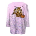 thumbnail image 4 of Odeerbi Halloween Vintage Pumpkin Shirts for Women Retro Graphic Blouse Fashion Printing Loose T-shirt Three Quarter Sleeve Round Neck Casual Tops Pink, 4 of 5