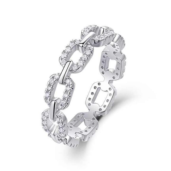 Twist Chain Full Eternity Women's Wedding Ring 1.9 Ct Diamond 14K White Gold Over