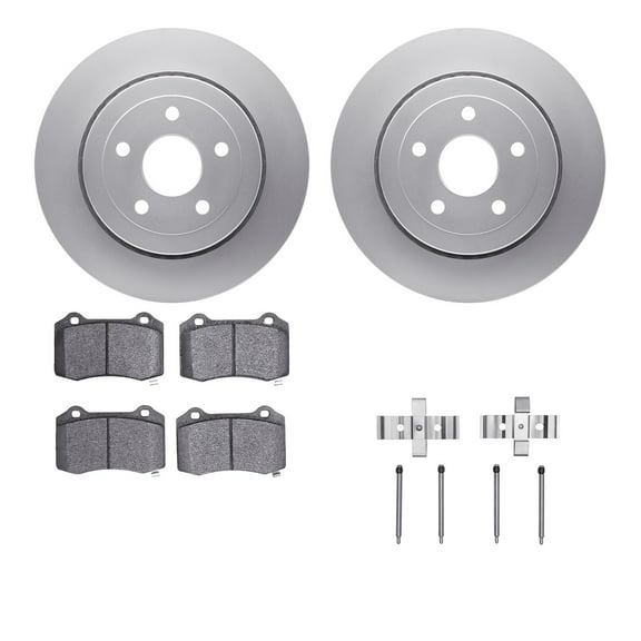 Dynamic Friction Company Rear Geospec Brake Rotors with Ultimate Duty Performance Brake Pads includes Hardware 4412-42004