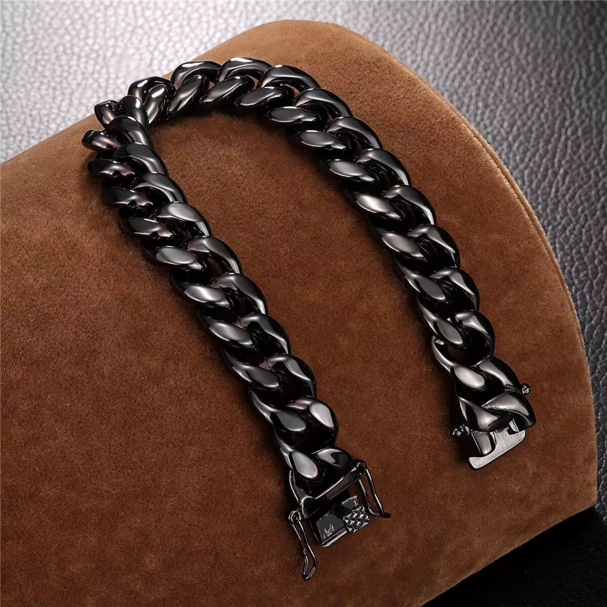 RapzGz Men’s 14mm Cuban Link Bracelet, Durable 18K Gold/Black/Rainbow/Silver Tone Stainless Steel Bracelet for Men & Women, Hip Hop Bracelets Chain, 8"-9.5" Ideal Gift for Him & Her.