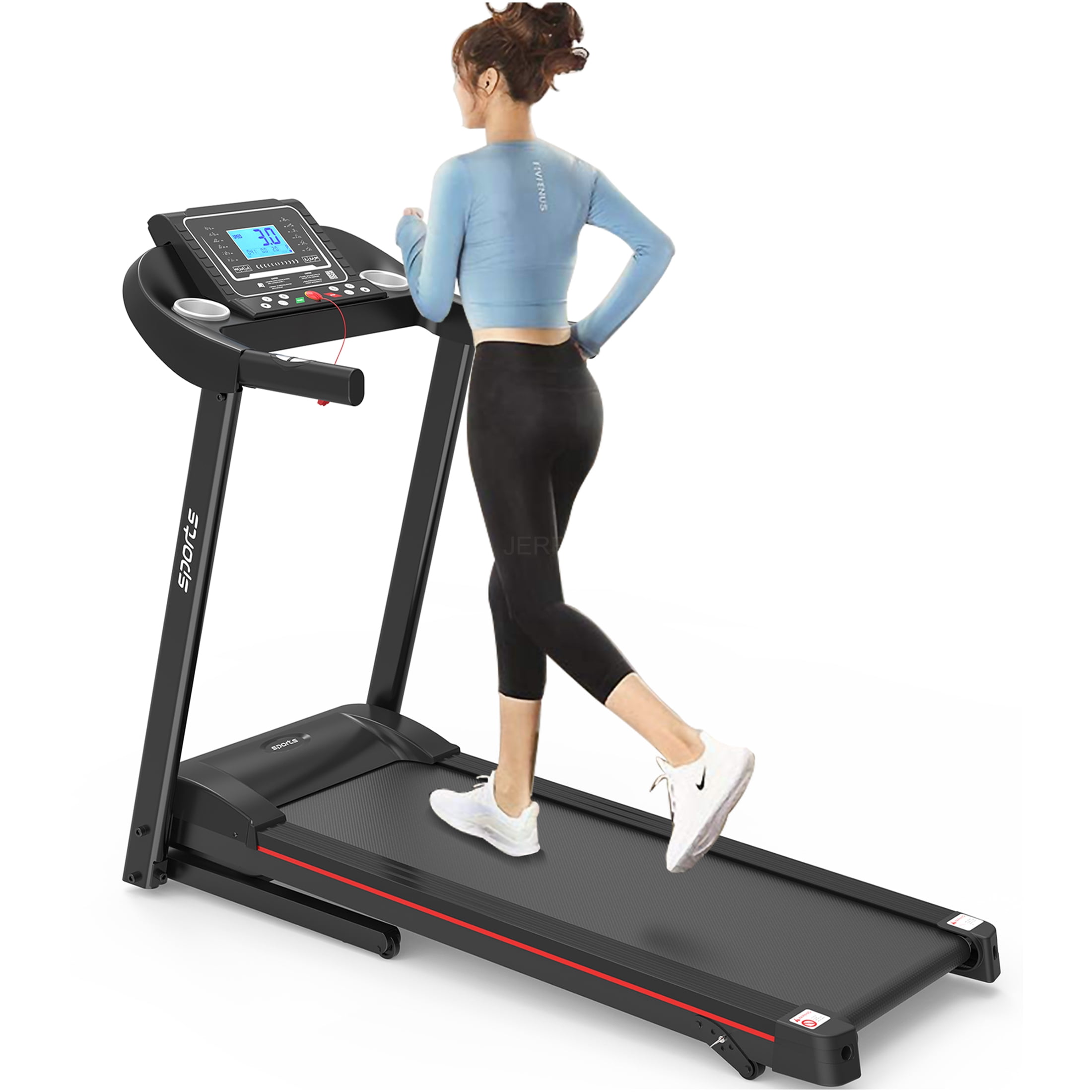 JERFIT Foldable Electric Treadmill with Incline, 2.5HP Motor, 5" LCD Display, Bluetooth, App Control, Compact for Home Cardio Workout, 250LB Capacity
