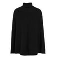 thumbnail image 7 of RMGVDSD Womens Turtleneck Knitted Sweater Batwing Sleeveless Hem Side Slit Pullover Tops Solid Color Loose Cape Shawl Comfort Pullover Sweater Tops /Black, 7 of 7