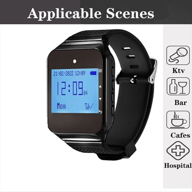 Wireless Restaurant Pager Calling System with Watch Call Button Office Food Truck Restaurant Coffee Call Bell Red