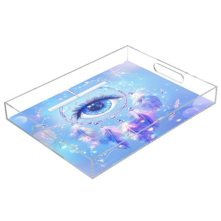 

Clear Acrylic Tray Water Cup Tray Teacup Jewelry Storage Tray for Serving and Home Decor Blue Dreamcatcher
