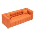 thumbnail image 3 of Aukfa 80" Modern Comfy Sofa, Deep Tufted Couch for Living Room, 2 Pillows, Leathaire, Orange, 3 of 10
