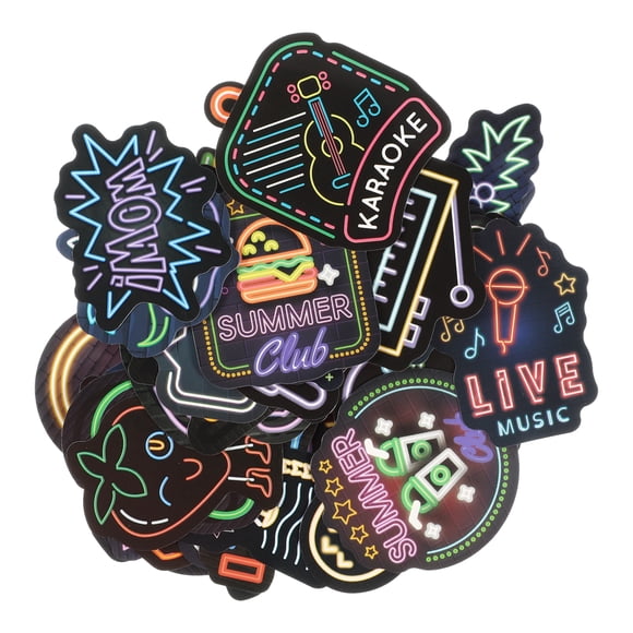 Unique Bargains 50pcs Neon Stickers Kit Graffiti Vinyl Stickers Neon Cute Mix and Match Stickers Assorted Color