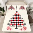 thumbnail image 2 of Manfei Cartoon Xmas Tree Bed Sheets,Modern Geometric Rhombus King Sheets,Red Black Beige Sheet Set For Girls Teens,Ultra Soft Home Decor,4 Pieces, 2 of 7