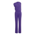 thumbnail image 1 of Women's Solid Color Jumpsuit Straight Pants - Polyester Spandex, Spaghetti Strap, Wide Leg, Casual Loose Fit Design, 1 of 3