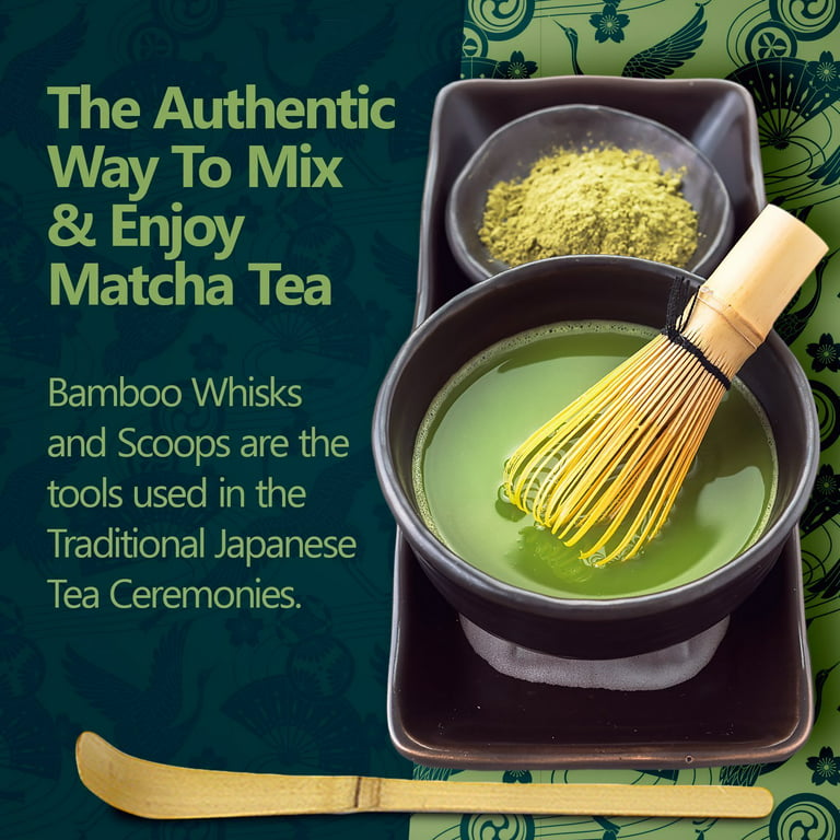 Walbest Tea Powder Whisk Quick Mixing Japanese Style Bamboo Matcha Green Tea Whisk for Traditional Japanese Tea Ceremony, Log Color