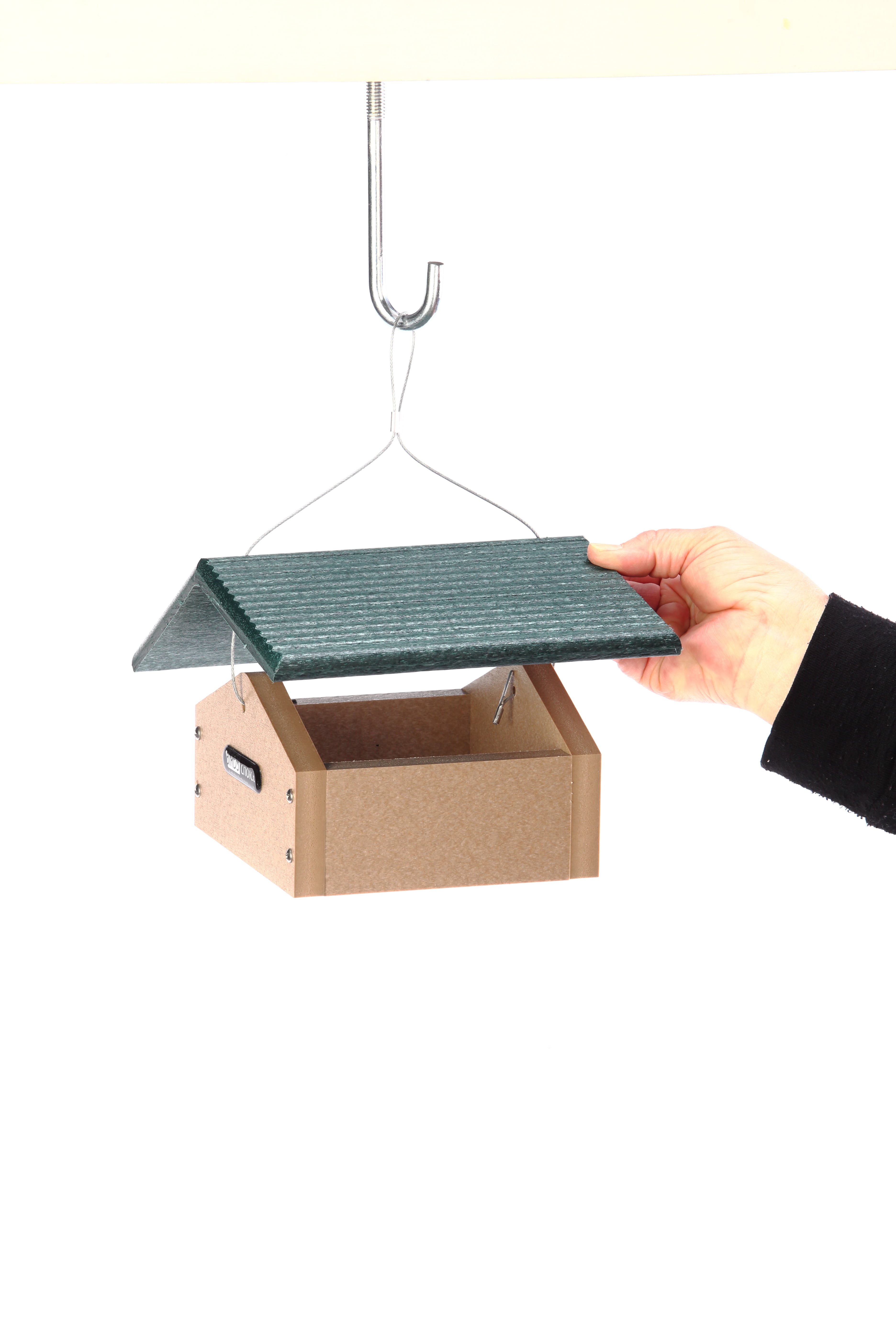 Birds Choice 4.25" Upside Down Recycled Materials Suet Seed Block Feeder, Taupe/Green