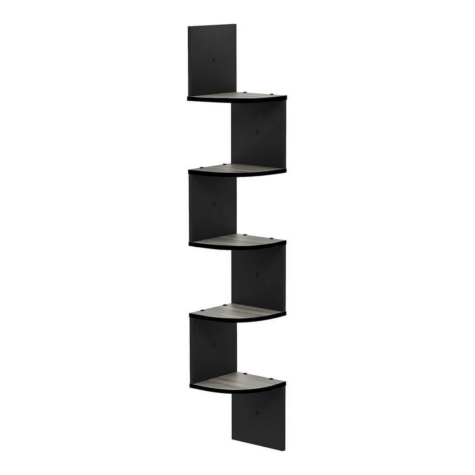 Furinno Contemporary 7.8 x 7.8 5-Tier Oak Floating Corner Shelf